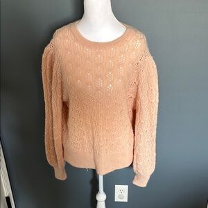 J Crew Cozy Peach/Pink Crew Neck Sweater with Textured Knit